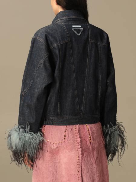 jeans prada con piume